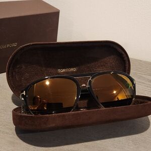 Men's Tom Ford Sunglasses, brown & gold, made in Italy, with boxes & receipts